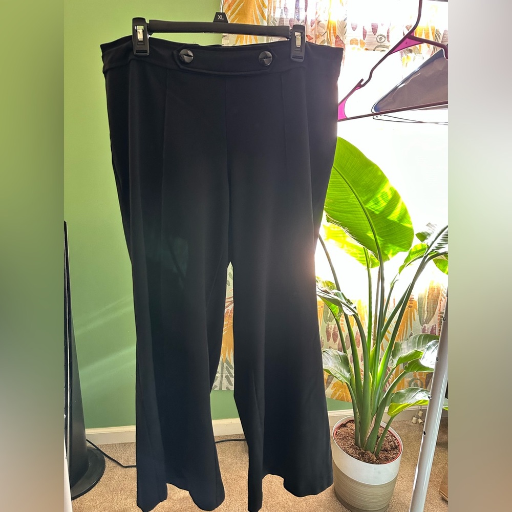 Lane Bryant 14/16 black pull up wide leg dress slacks